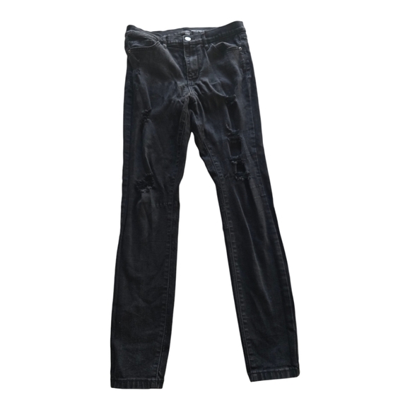 Ny&C Jeans Women Size 6 Black 28x30 Light Wash High Rise Distressed Skinny - Picture 1 of 11